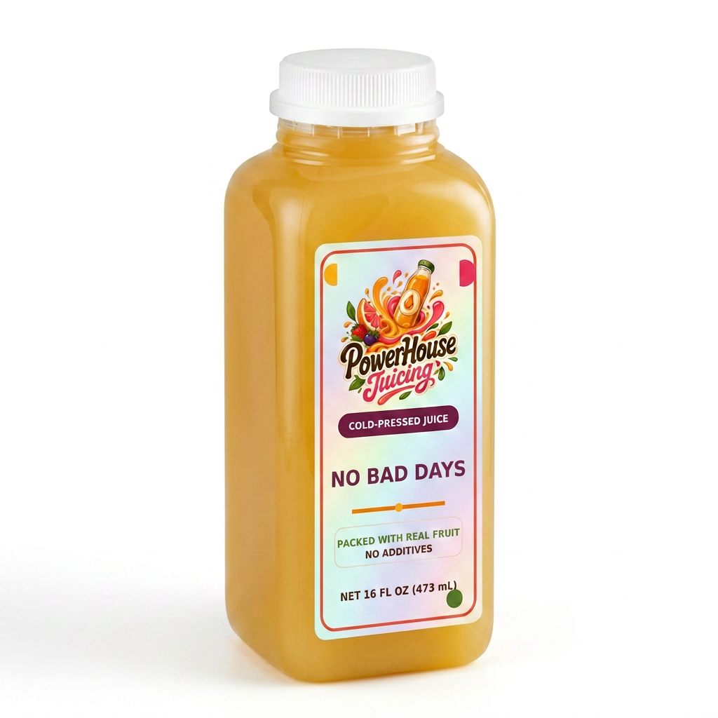 No Bad Days — PowerHouse Juicing cold-pressed juice bottle