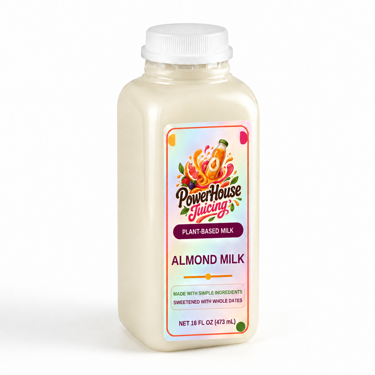 Almond Milk — PowerHouse Juicing cold-pressed juice bottle